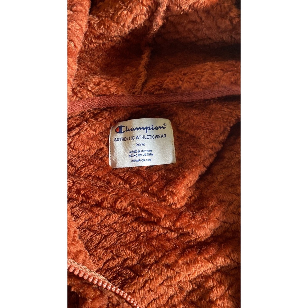 Champion large logo zip up hoodie Orange long sleeve with pockets size Medium - Picture 8 of 10